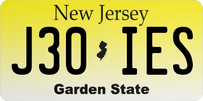 NJ license plate J30IES
