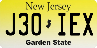 NJ license plate J30IEX