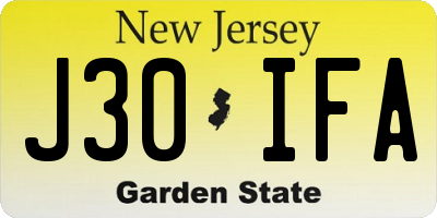 NJ license plate J30IFA