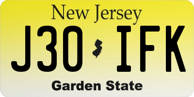 NJ license plate J30IFK