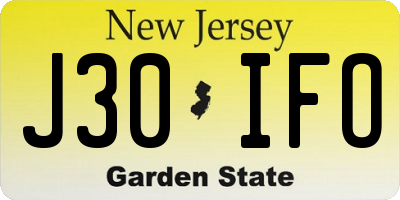 NJ license plate J30IFO