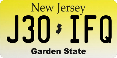 NJ license plate J30IFQ