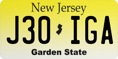NJ license plate J30IGA