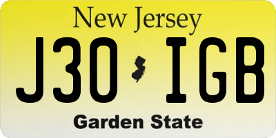 NJ license plate J30IGB