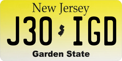 NJ license plate J30IGD
