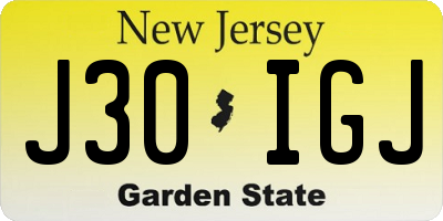 NJ license plate J30IGJ
