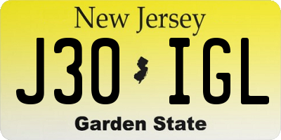 NJ license plate J30IGL