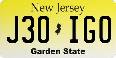 NJ license plate J30IGO