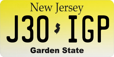 NJ license plate J30IGP