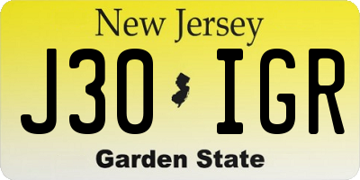 NJ license plate J30IGR