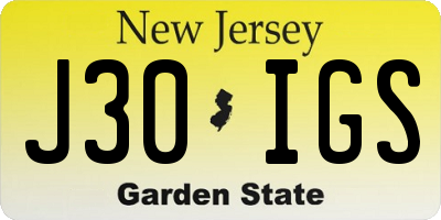 NJ license plate J30IGS