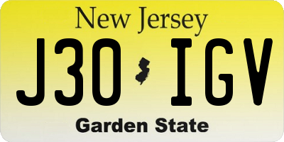 NJ license plate J30IGV