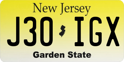 NJ license plate J30IGX