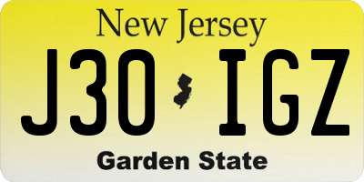 NJ license plate J30IGZ
