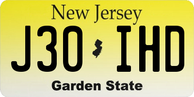 NJ license plate J30IHD