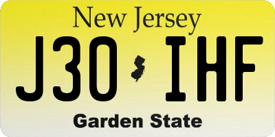 NJ license plate J30IHF