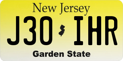 NJ license plate J30IHR