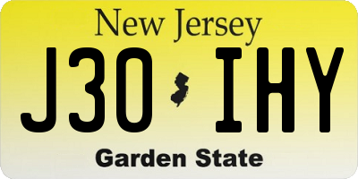 NJ license plate J30IHY