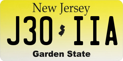 NJ license plate J30IIA