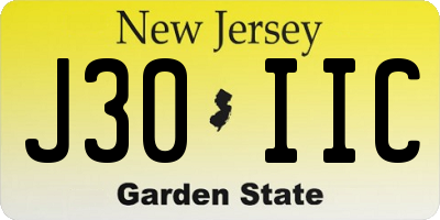 NJ license plate J30IIC