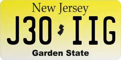 NJ license plate J30IIG