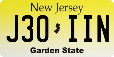 NJ license plate J30IIN