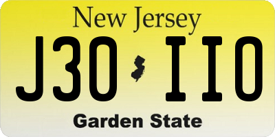 NJ license plate J30IIO