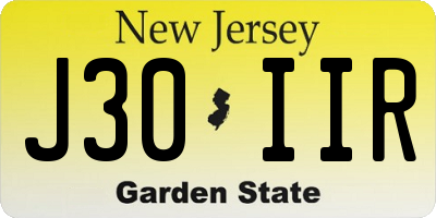 NJ license plate J30IIR
