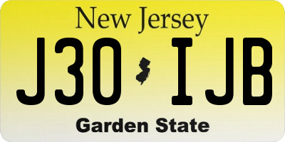 NJ license plate J30IJB