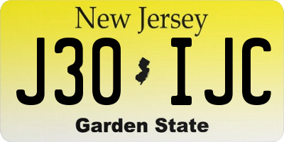 NJ license plate J30IJC