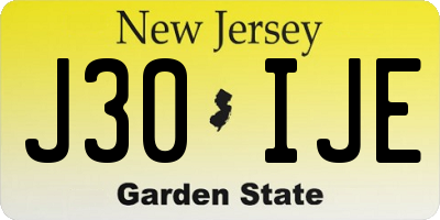 NJ license plate J30IJE