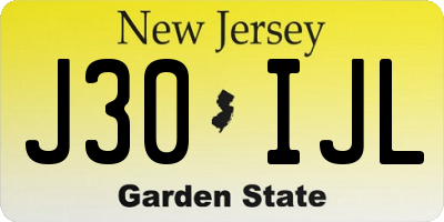 NJ license plate J30IJL