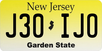 NJ license plate J30IJO