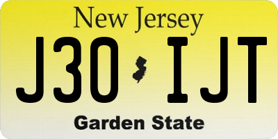 NJ license plate J30IJT