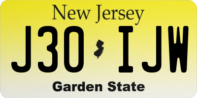 NJ license plate J30IJW