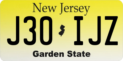 NJ license plate J30IJZ