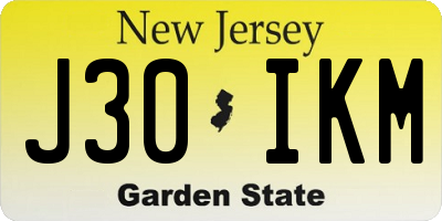 NJ license plate J30IKM