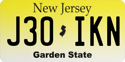 NJ license plate J30IKN