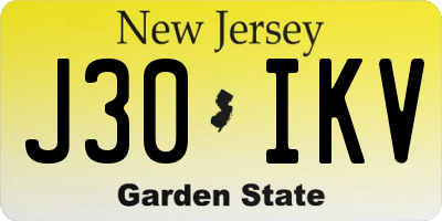 NJ license plate J30IKV
