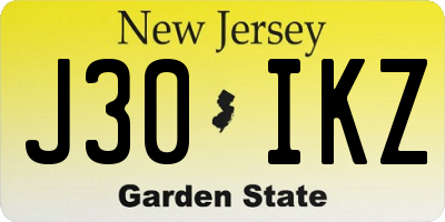 NJ license plate J30IKZ