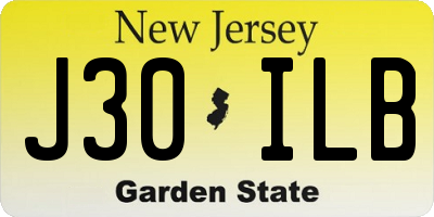 NJ license plate J30ILB