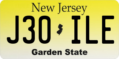 NJ license plate J30ILE