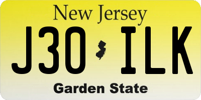 NJ license plate J30ILK