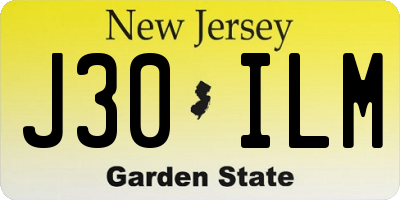 NJ license plate J30ILM