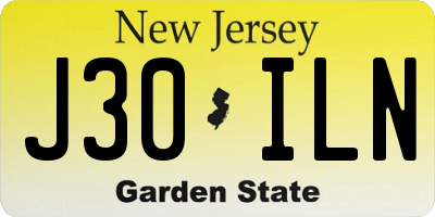 NJ license plate J30ILN