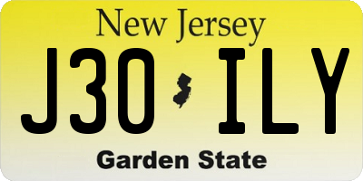 NJ license plate J30ILY
