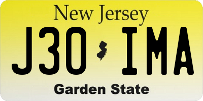 NJ license plate J30IMA