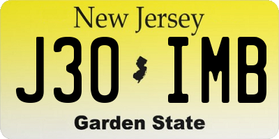 NJ license plate J30IMB