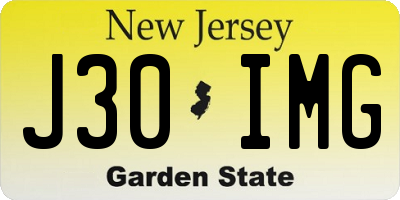 NJ license plate J30IMG