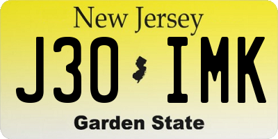NJ license plate J30IMK
